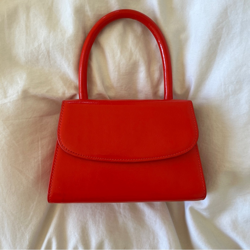 Red vegan leather cross body bag